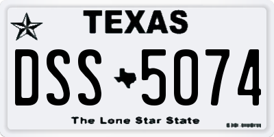 TX license plate DSS5074