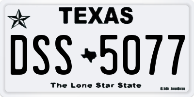 TX license plate DSS5077
