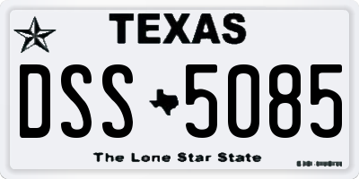 TX license plate DSS5085