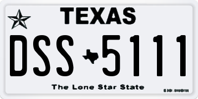 TX license plate DSS5111