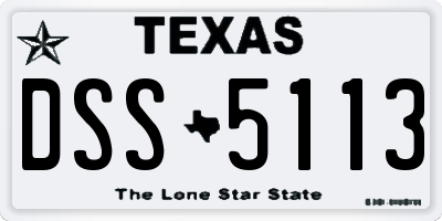TX license plate DSS5113