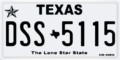 TX license plate DSS5115