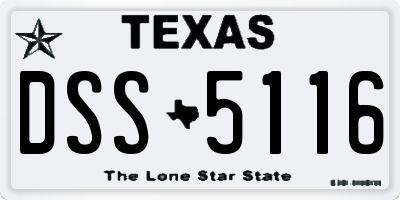 TX license plate DSS5116