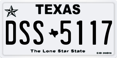 TX license plate DSS5117