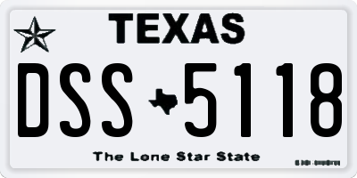 TX license plate DSS5118