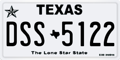 TX license plate DSS5122