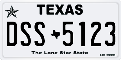 TX license plate DSS5123
