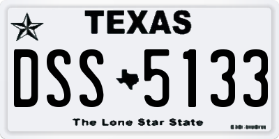 TX license plate DSS5133