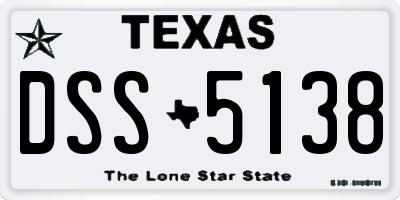 TX license plate DSS5138