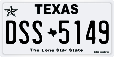 TX license plate DSS5149