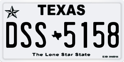 TX license plate DSS5158