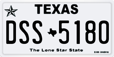 TX license plate DSS5180