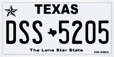 TX license plate DSS5205