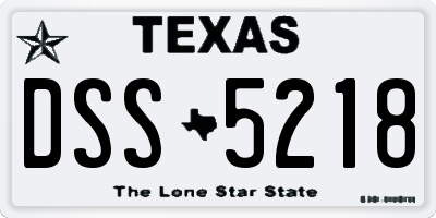 TX license plate DSS5218