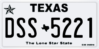 TX license plate DSS5221