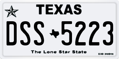 TX license plate DSS5223