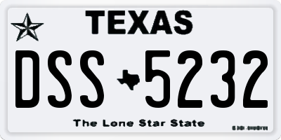 TX license plate DSS5232