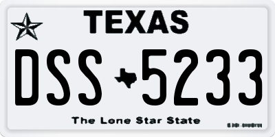 TX license plate DSS5233