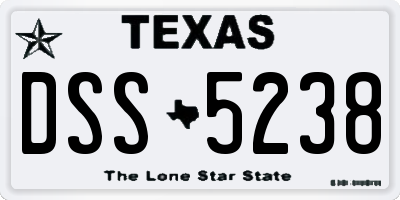 TX license plate DSS5238