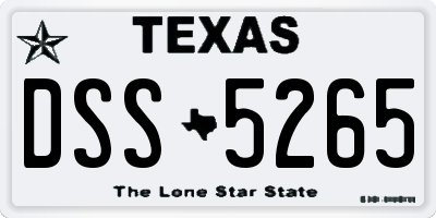 TX license plate DSS5265