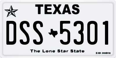 TX license plate DSS5301