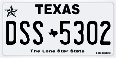 TX license plate DSS5302