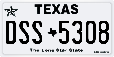 TX license plate DSS5308