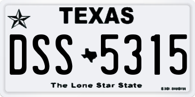 TX license plate DSS5315