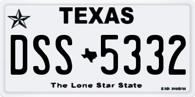 TX license plate DSS5332
