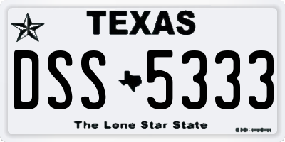 TX license plate DSS5333