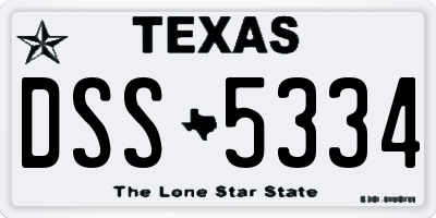 TX license plate DSS5334