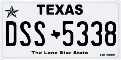 TX license plate DSS5338