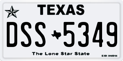 TX license plate DSS5349