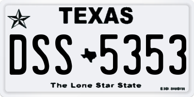 TX license plate DSS5353