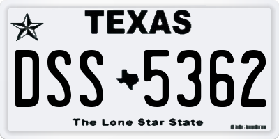 TX license plate DSS5362