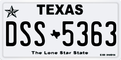 TX license plate DSS5363