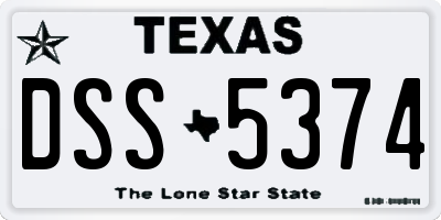 TX license plate DSS5374