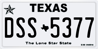 TX license plate DSS5377