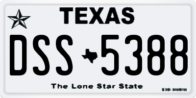 TX license plate DSS5388