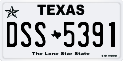 TX license plate DSS5391