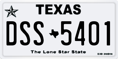 TX license plate DSS5401