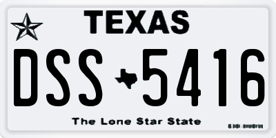 TX license plate DSS5416