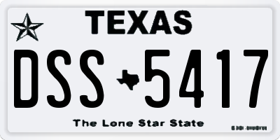 TX license plate DSS5417
