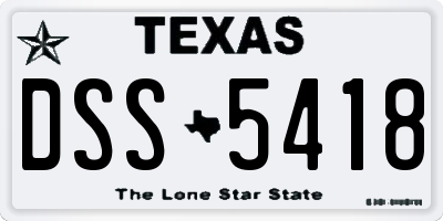 TX license plate DSS5418