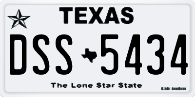 TX license plate DSS5434