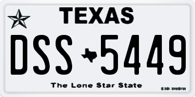 TX license plate DSS5449