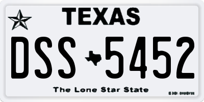 TX license plate DSS5452