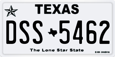 TX license plate DSS5462