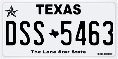 TX license plate DSS5463