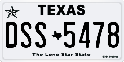TX license plate DSS5478
